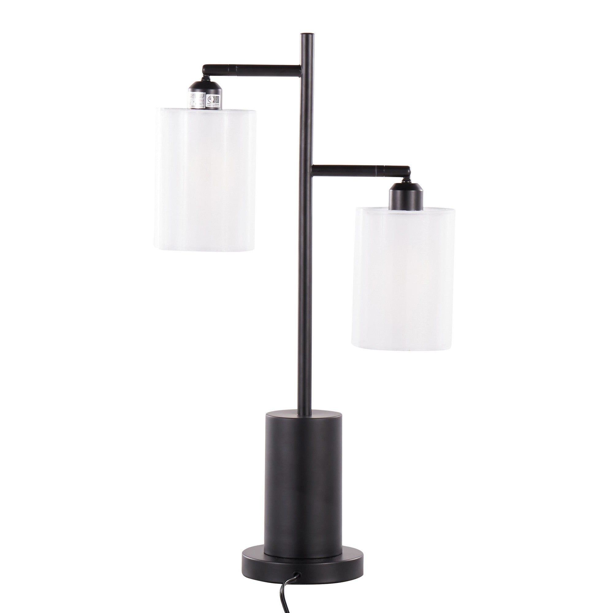 Cannes Table Lamp - Black Metal, White Shades