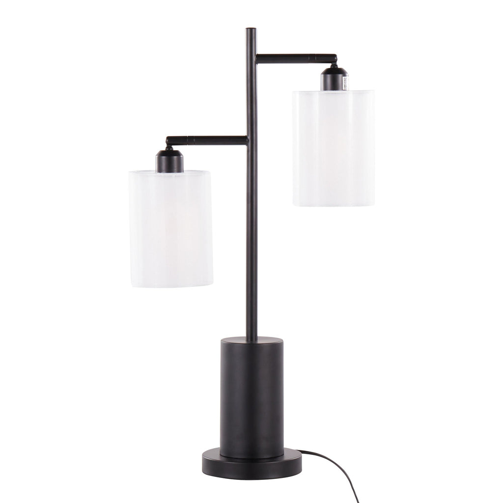 Cannes Table Lamp - Black Metal, White Shades