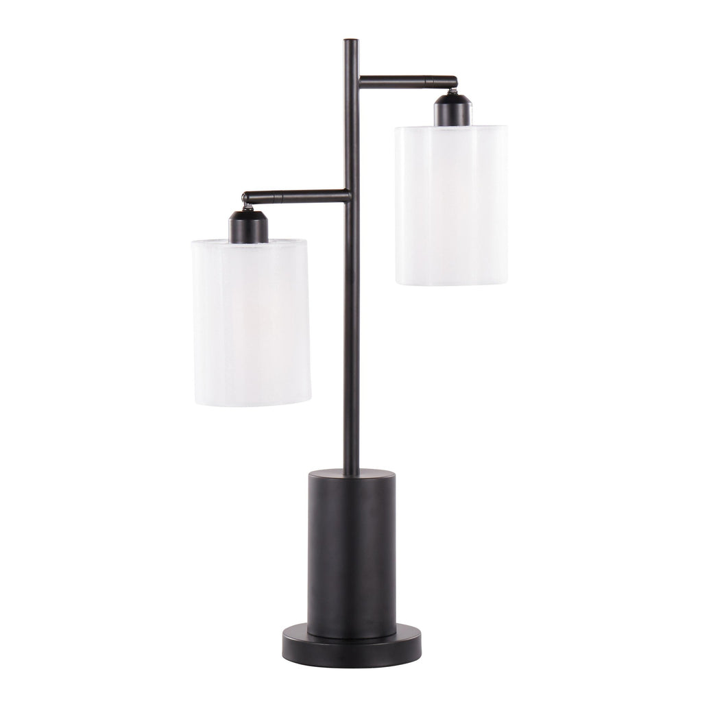 Cannes Table Lamp - Black Metal, White Shades