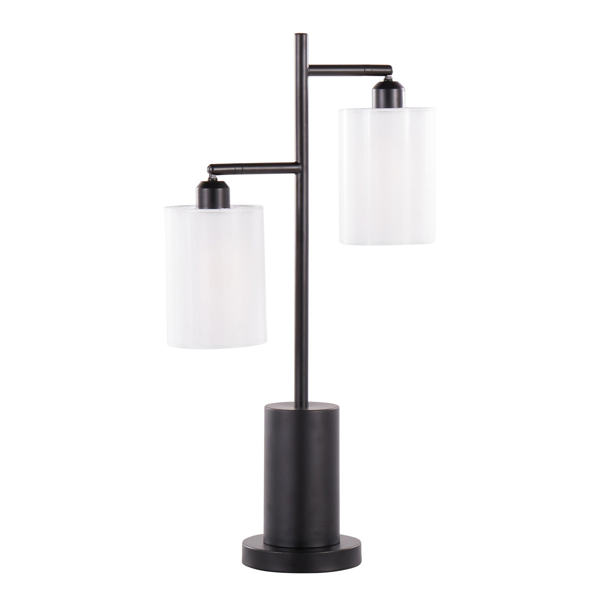 Cannes Table Lamp - Black Metal, White Shades