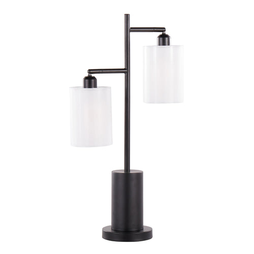 Cannes Table Lamp - Black Metal, White Shades