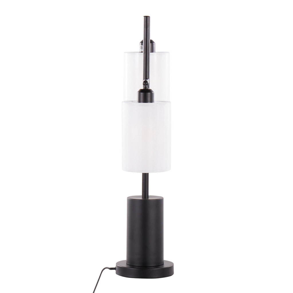 Cannes Table Lamp - Black Metal, White Shades