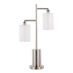 Cannes Table Lamp - Nickel Metal, White Shades