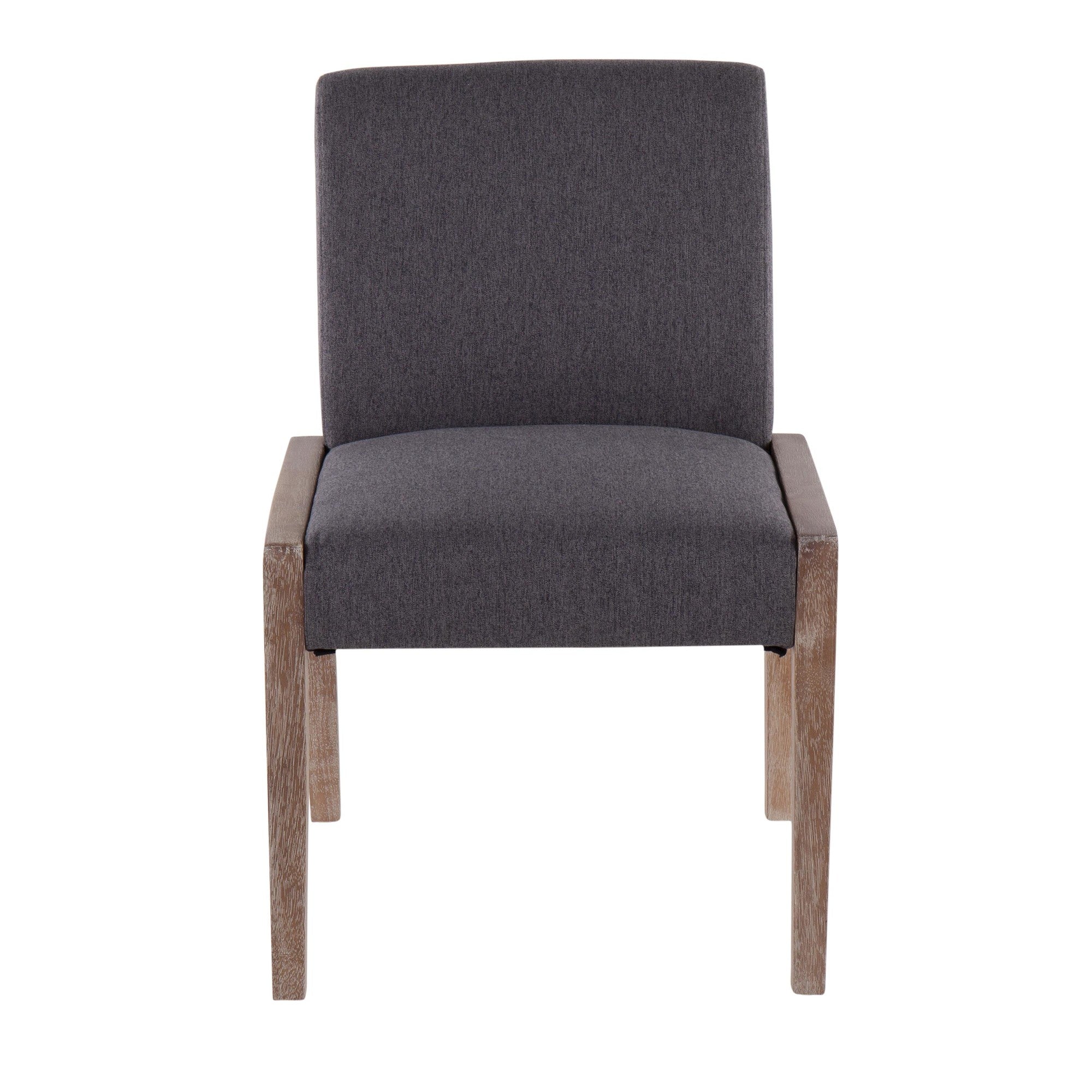 Carmen Chair - Set of 2 - Whitewashed Wood, Grey Fabric