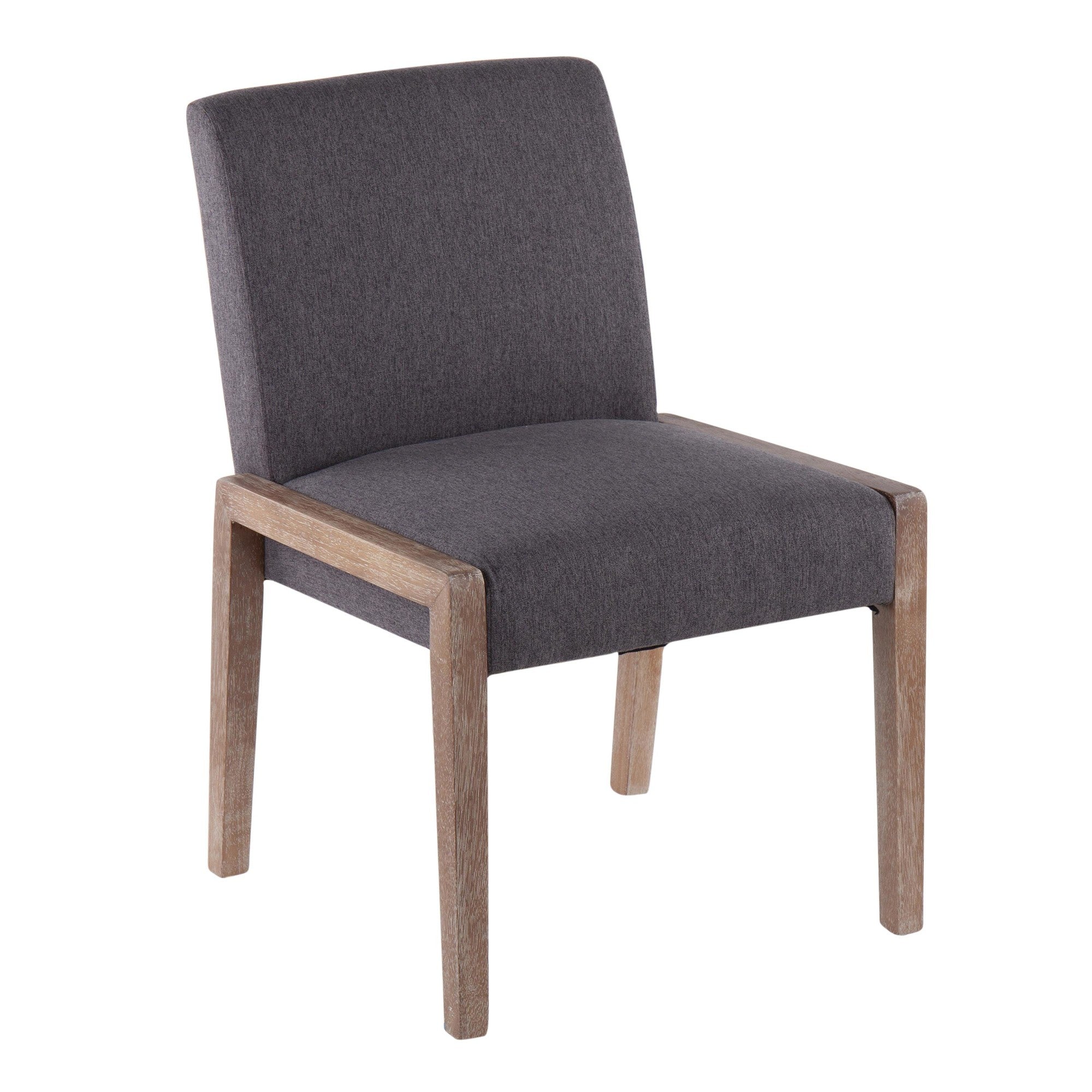 Carmen Chair - Set of 2 - Whitewashed Wood, Grey Fabric