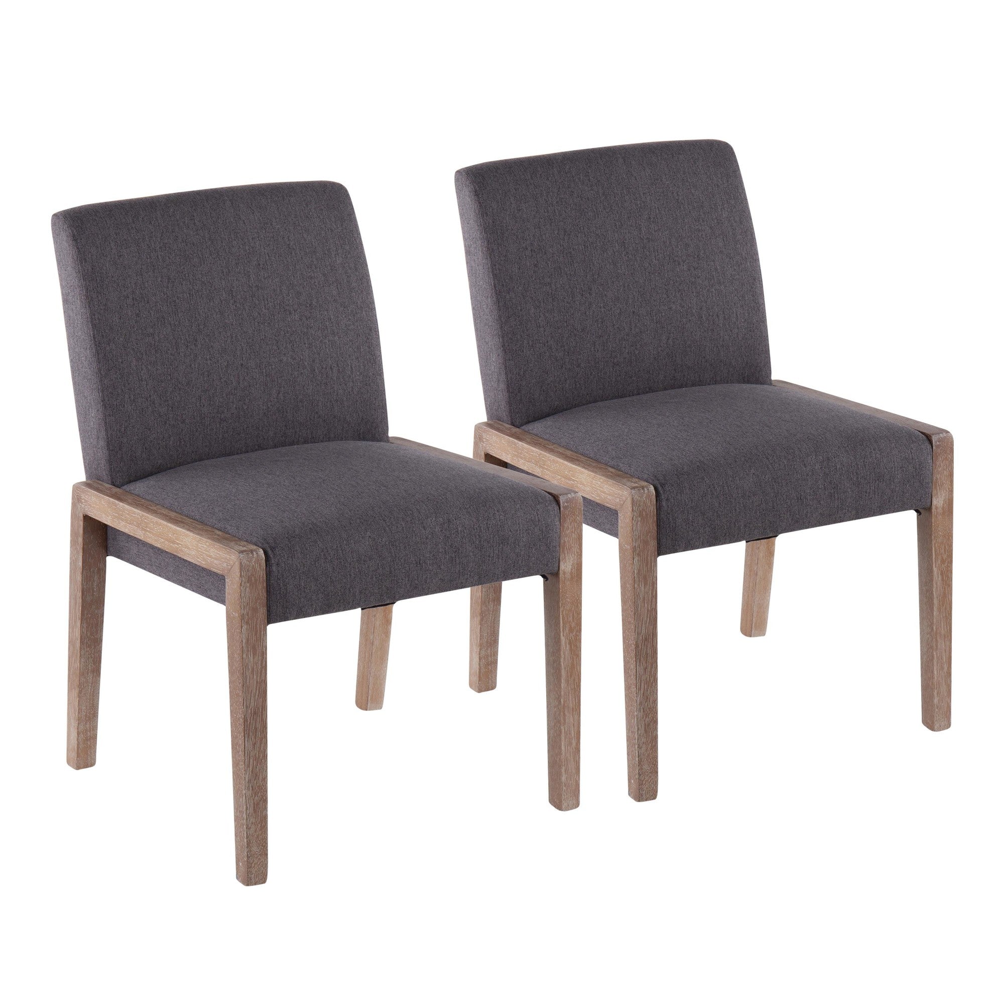 Carmen Chair - Set of 2 - Whitewashed Wood, Grey Fabric