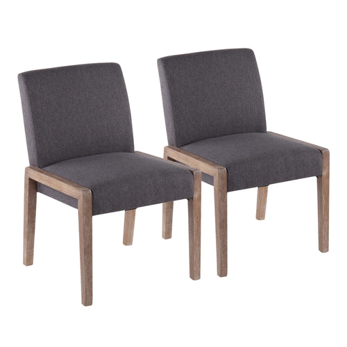 Carmen Chair - Set of 2 - Whitewashed Wood, Grey Fabric