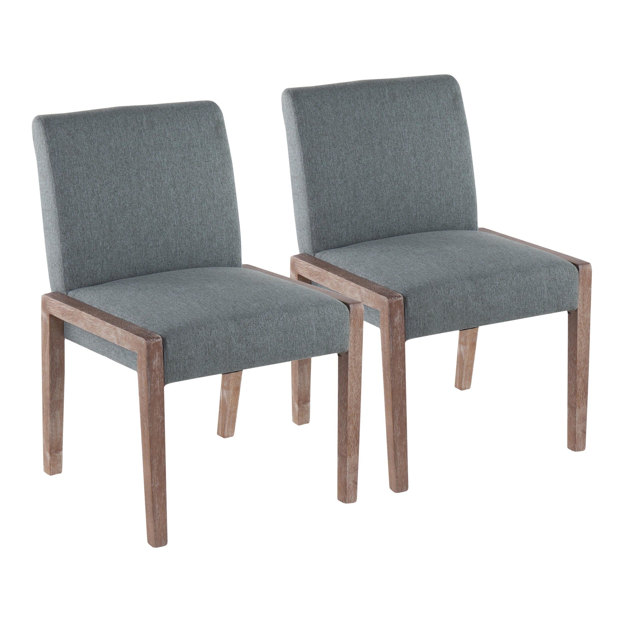 Carmen Chair - Set of 2 - Whitewashed Wood, Teal Fabric
