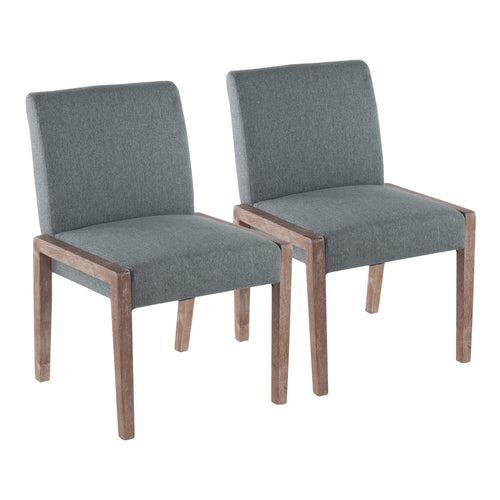 Carmen Chair - Set of 2 - Whitewashed Wood, Teal Fabric