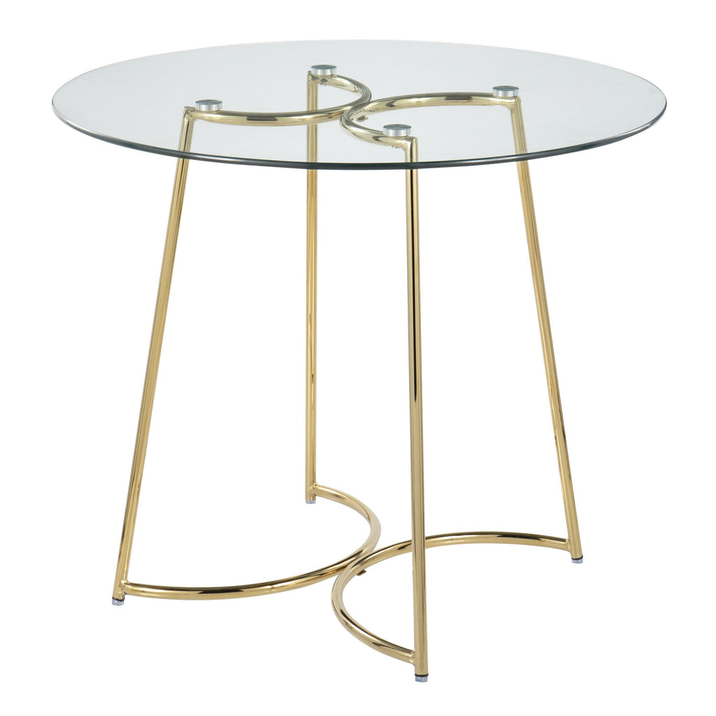 Cece Dinette Table - Gold Steel, Clear Glass