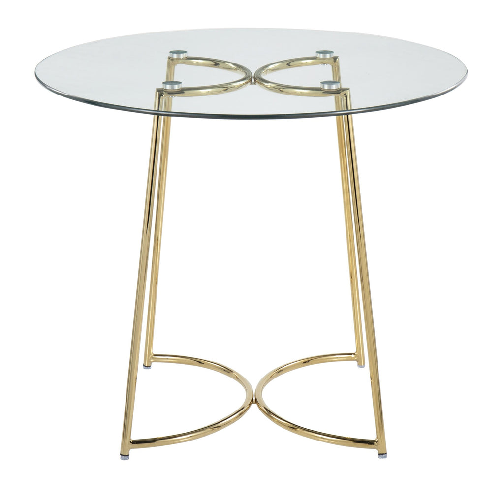 Cece Dinette Table - Gold Steel, Clear Glass