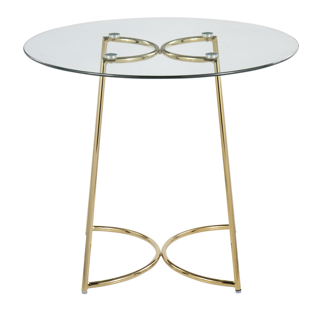 Cece Dinette Table - Gold Steel, Clear Glass