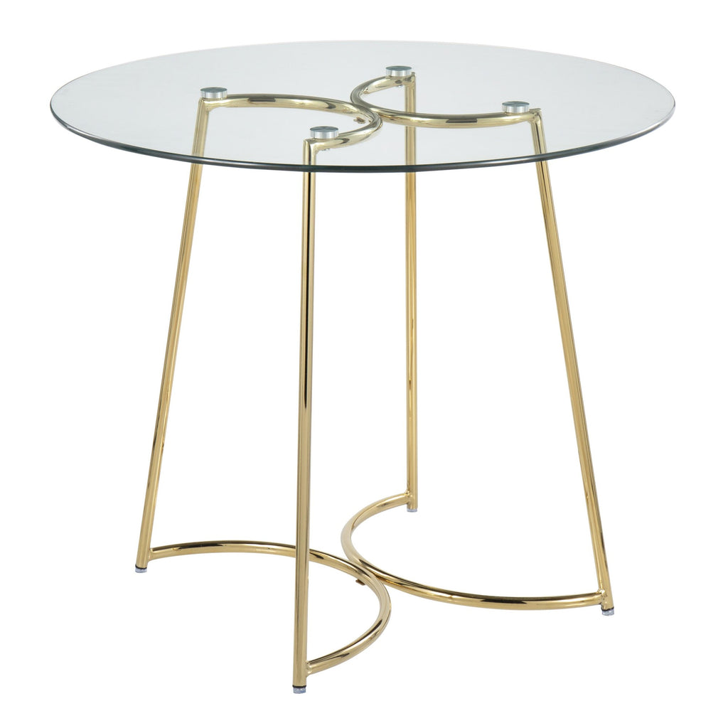 Cece Dinette Table - Gold Steel, Clear Glass