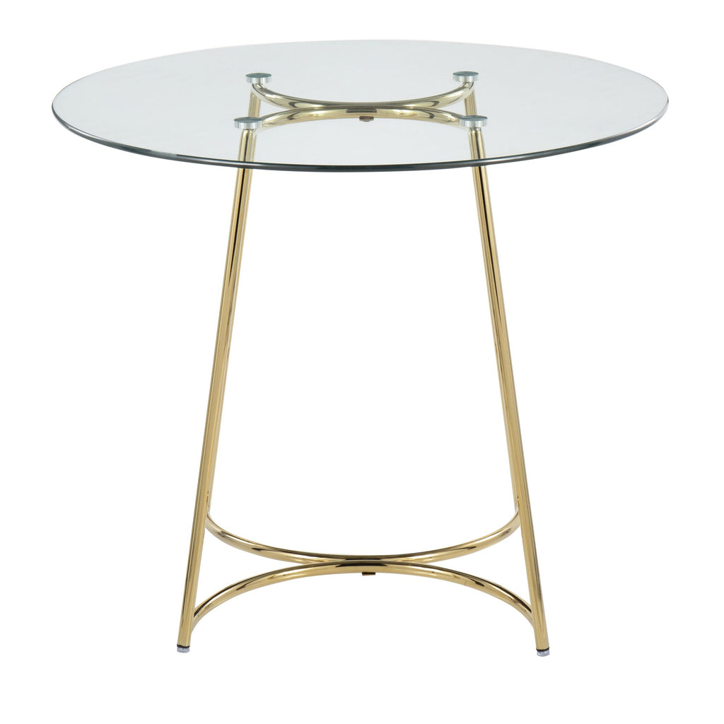 Cece Dinette Table - Gold Steel, Clear Glass