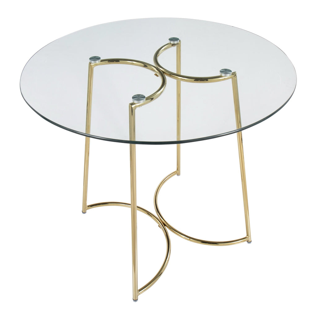 Cece Dinette Table - Gold Steel, Clear Glass