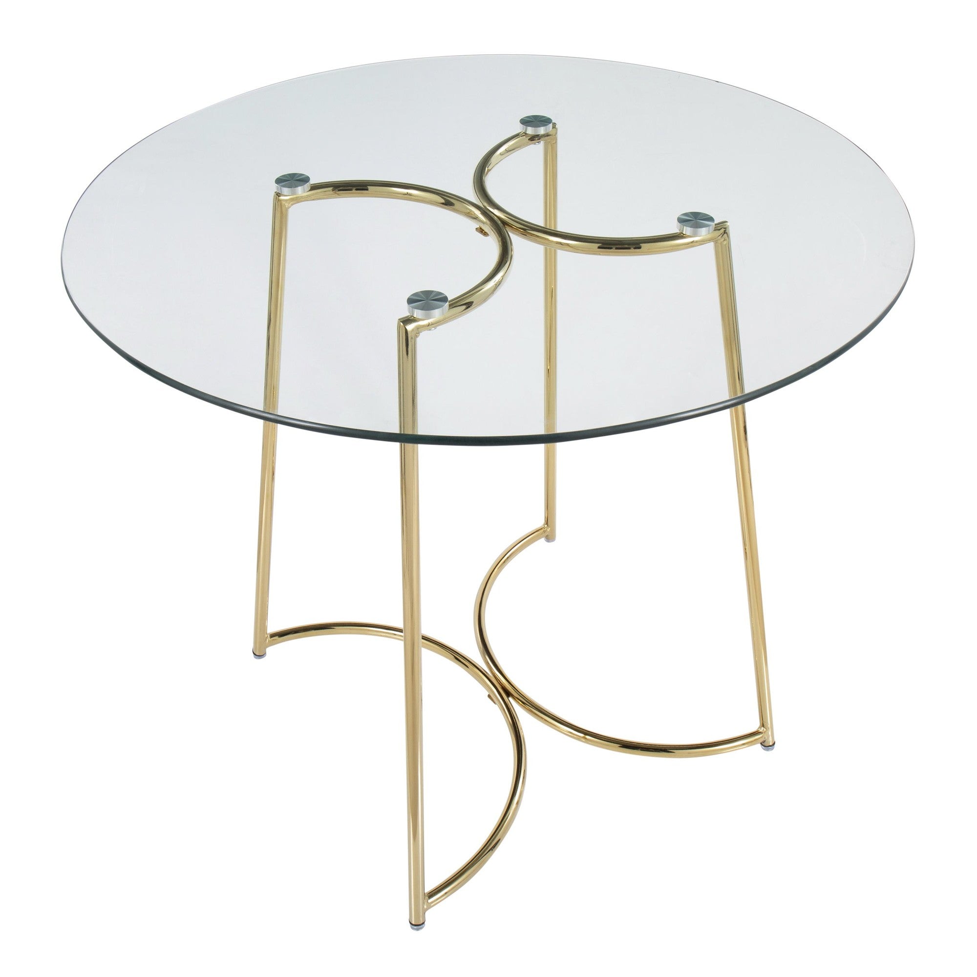 Cece Dinette Table - Gold Steel, Clear Glass