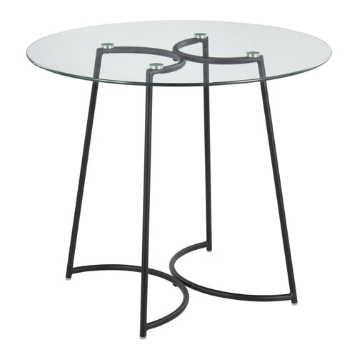Cece Dinette Table - Black Steel, Clear Glass