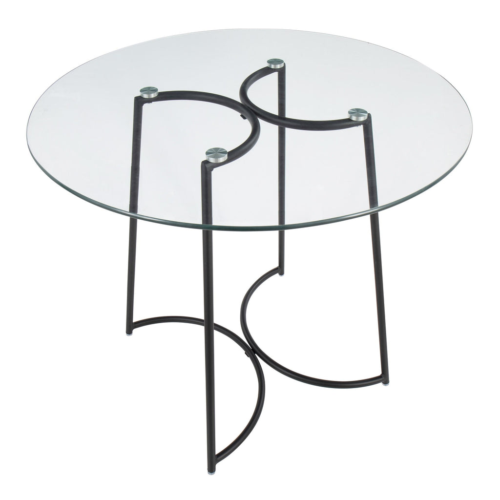 Cece Dinette Table - Black Steel, Clear Glass