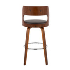 Cecina 30" Fixed-Height Barstool - Set of 2 - Walnut Wood, Brown PU, Chrome