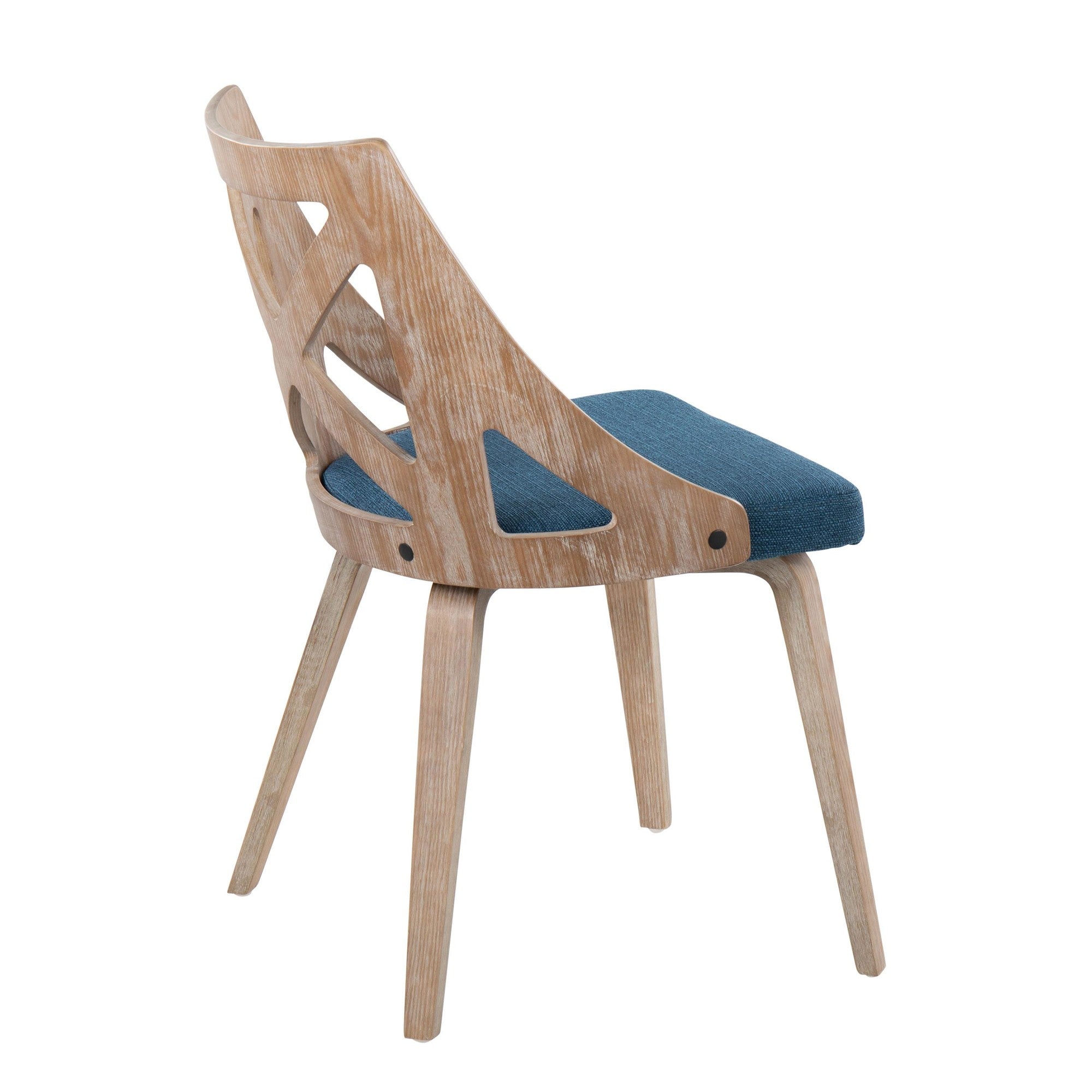 Charlotte Chair - Set of 2 - Whitewashed Wood, Blue Fabric