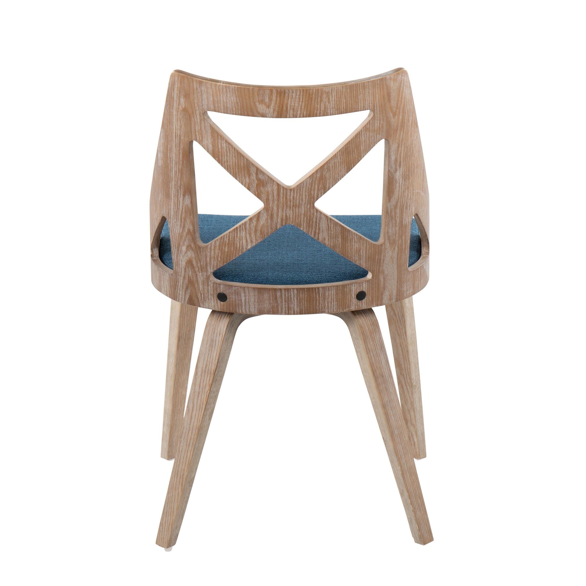 Charlotte Chair - Set of 2 - Whitewashed Wood, Blue Fabric