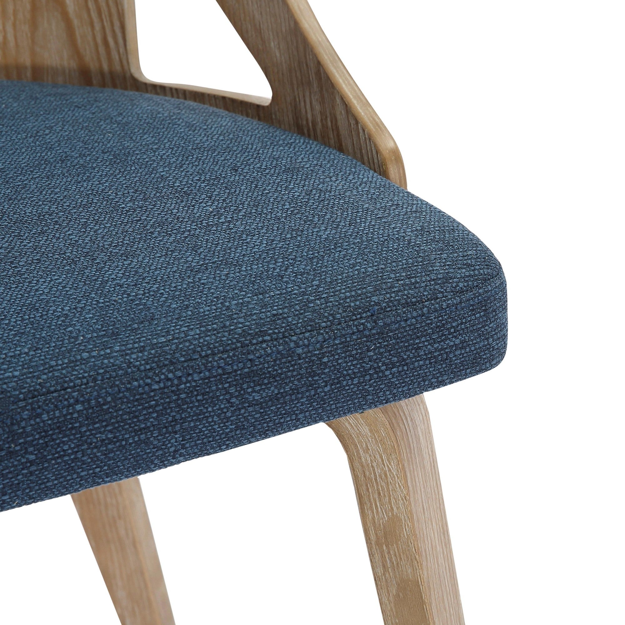 Charlotte Chair - Set of 2 - Whitewashed Wood, Blue Fabric