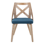 Charlotte Chair - Set of 2 - Whitewashed Wood, Blue Fabric