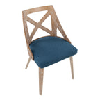 Charlotte Chair - Set of 2 - Whitewashed Wood, Blue Fabric
