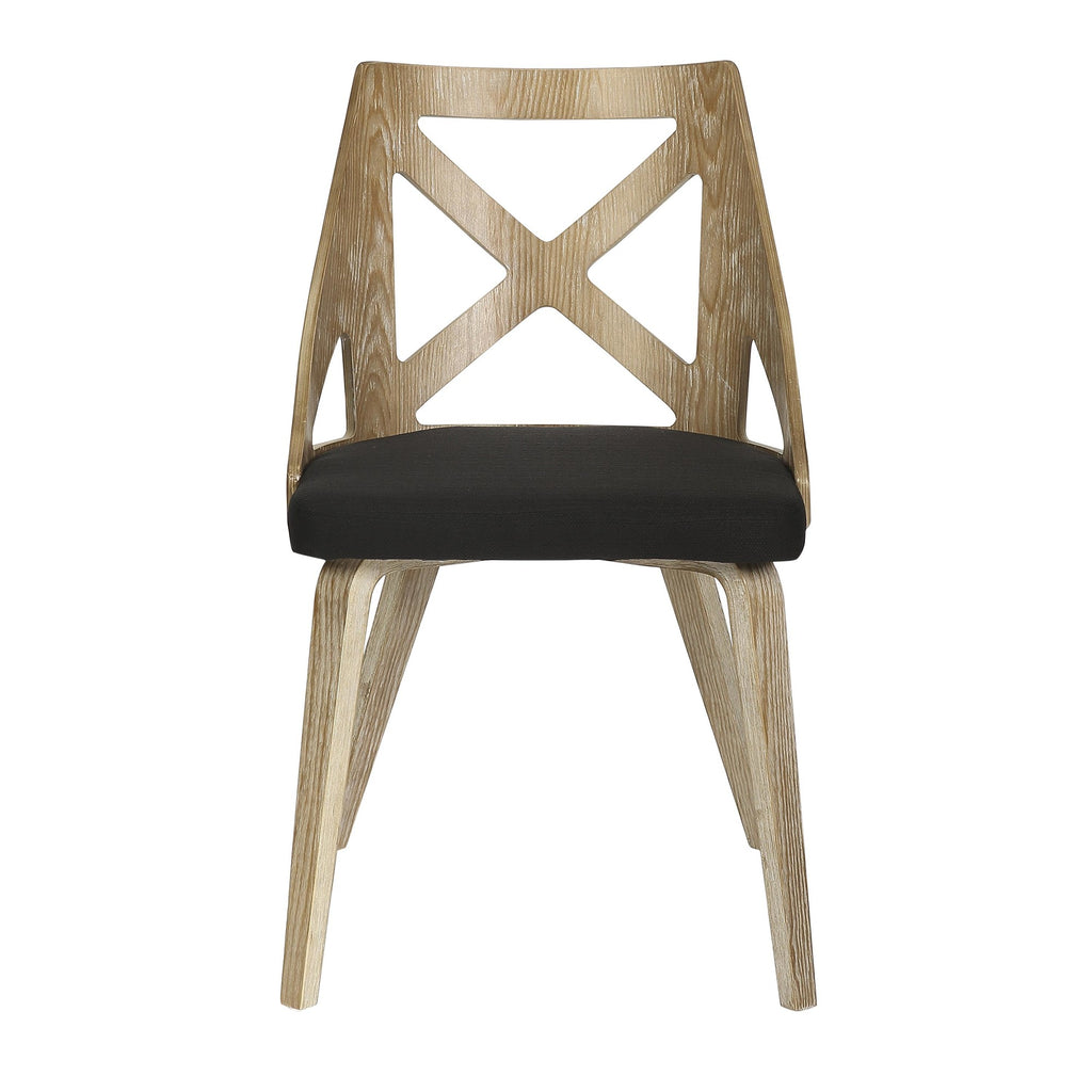 Charlotte Chair - Set of 2 - Whitewashed Wood, Charcoal Fabric