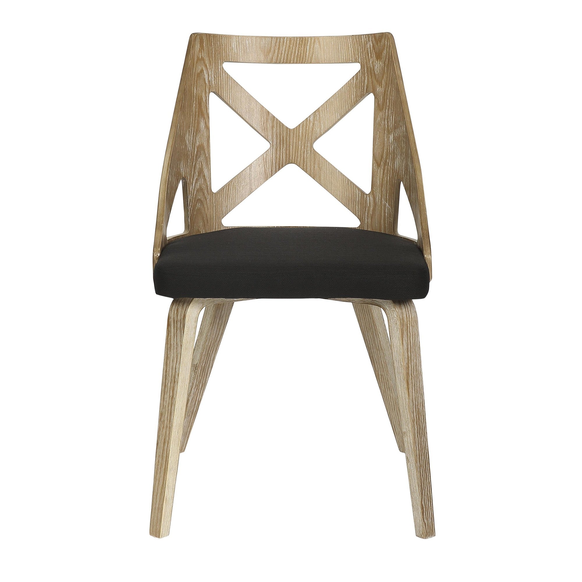 Charlotte Chair - Set of 2 - Whitewashed Wood, Charcoal Fabric