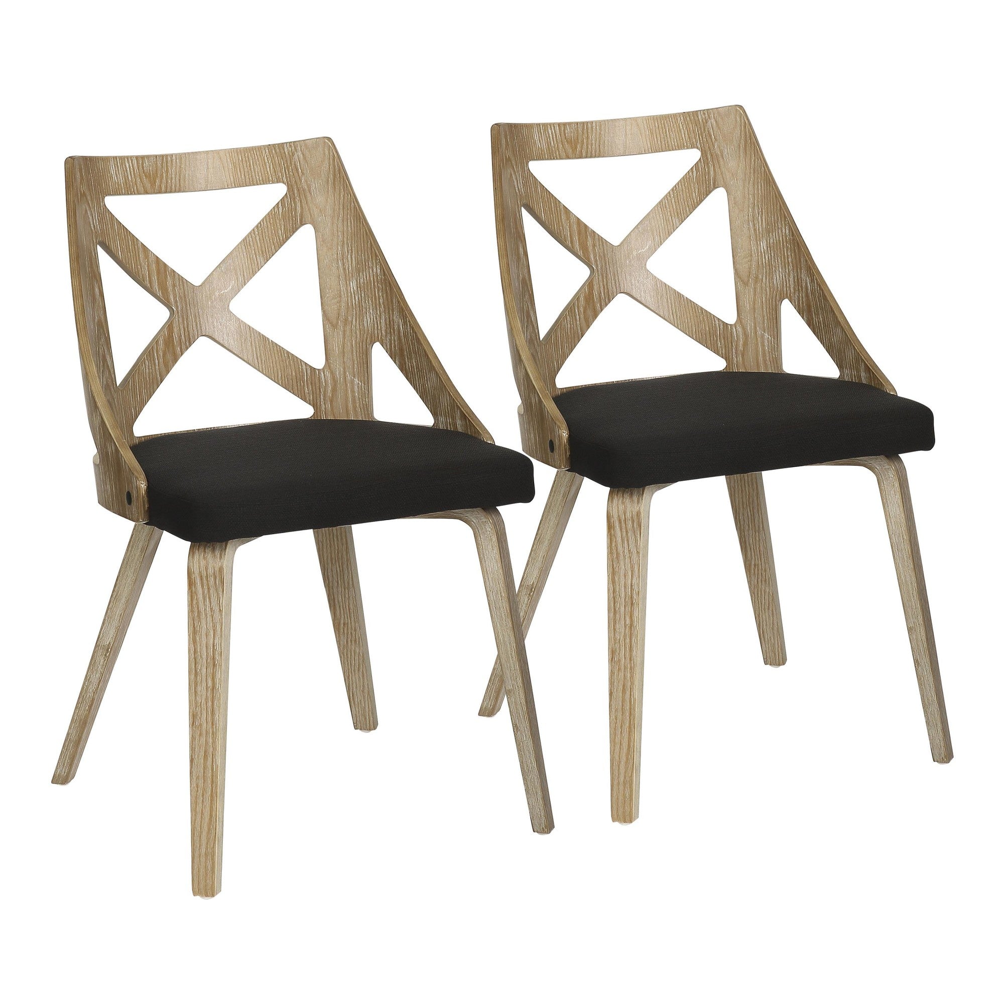 Charlotte Chair - Set of 2 - Whitewashed Wood, Charcoal Fabric