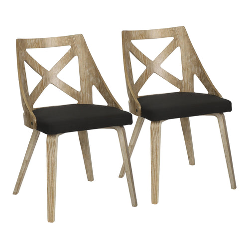 Charlotte Chair - Set of 2 - Whitewashed Wood, Charcoal Fabric