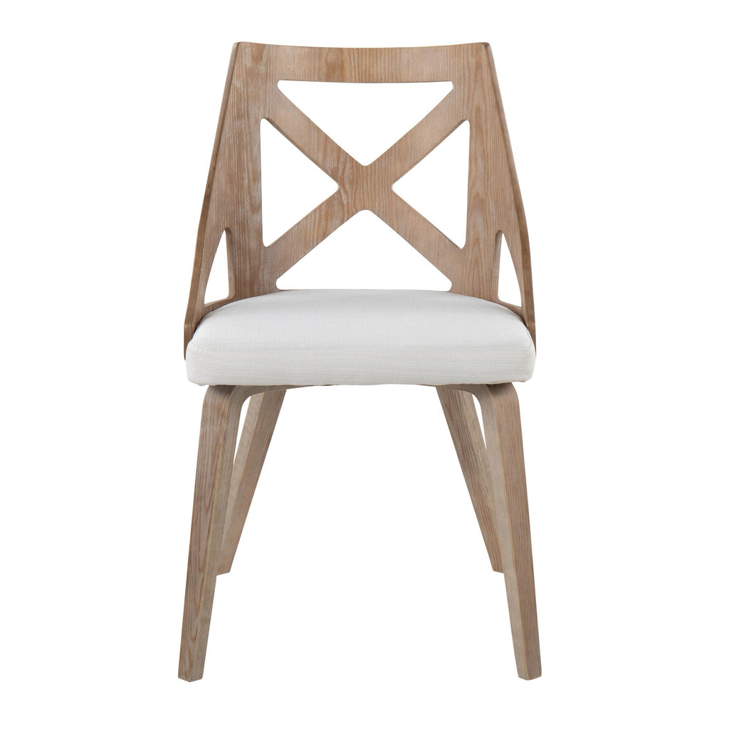 Charlotte Chair - Set of 2 - Whitewashed Wood, Cream Noise Fabric