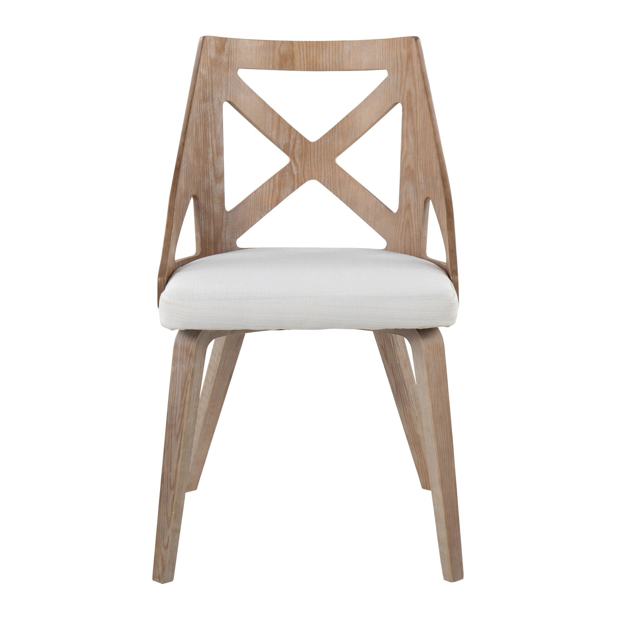 Charlotte Chair - Set of 2 - Whitewashed Wood, Cream Noise Fabric