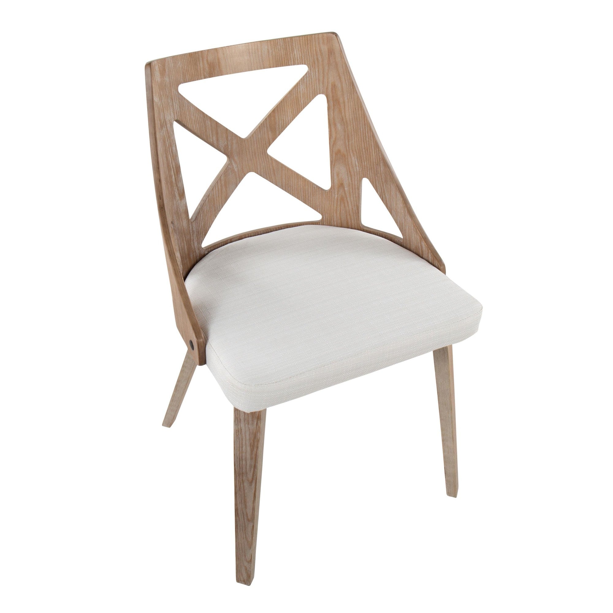 Charlotte Chair - Set of 2 - Whitewashed Wood, Cream Noise Fabric