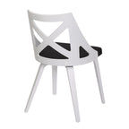 Charlotte Chair - Set of 2 - White Textured Wood, Charcoal Fabric