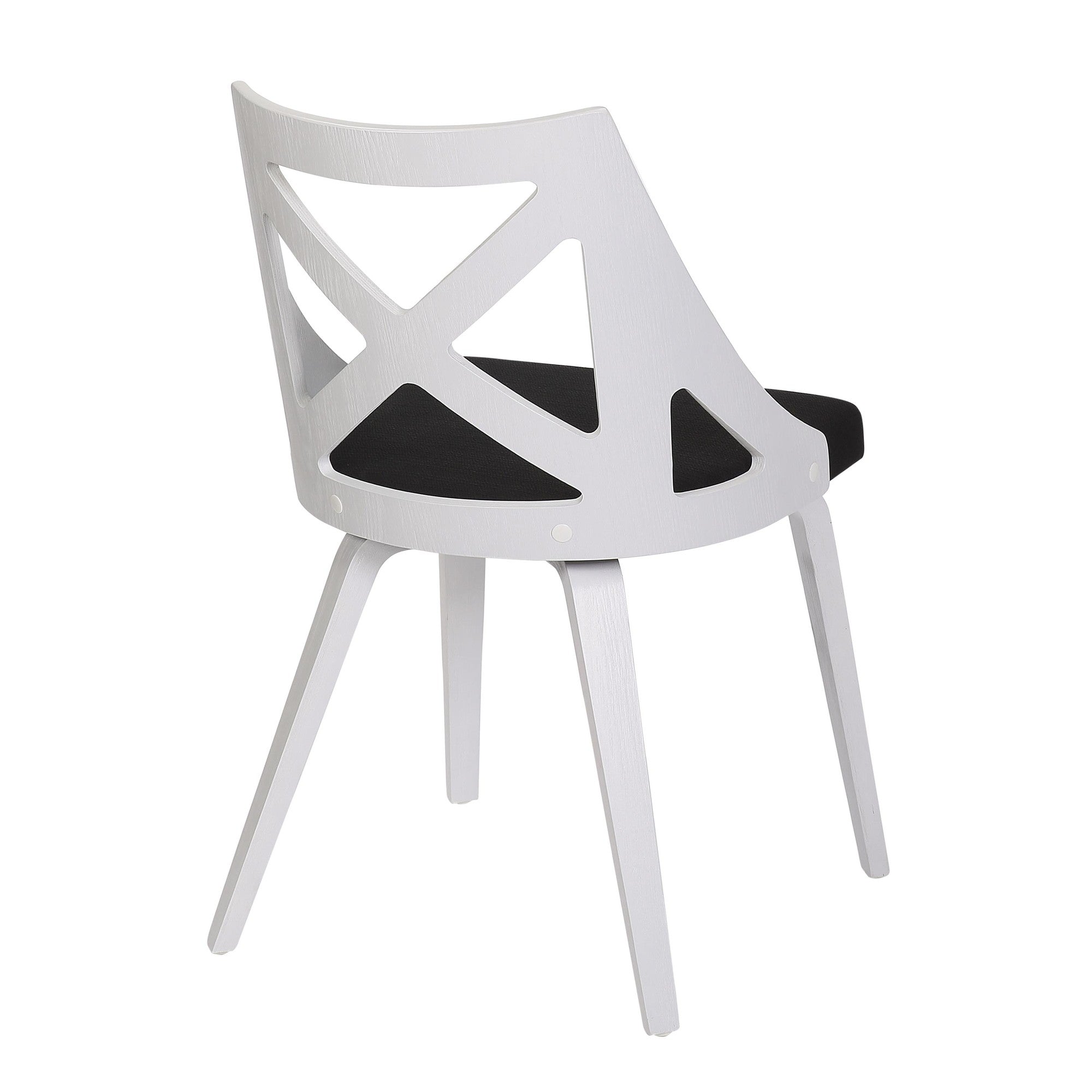 Charlotte Chair - Set of 2 - White Textured Wood, Charcoal Fabric