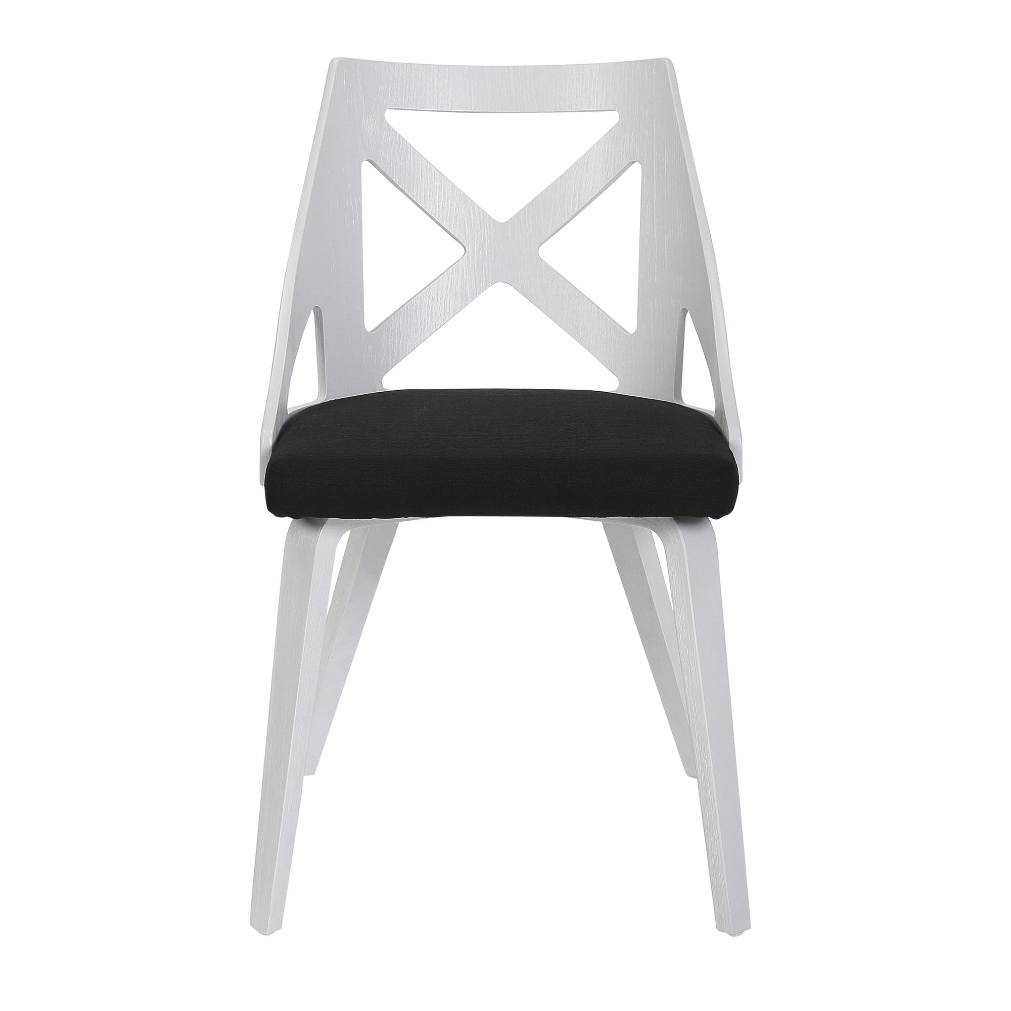 Charlotte Chair - Set of 2 - White Textured Wood, Charcoal Fabric