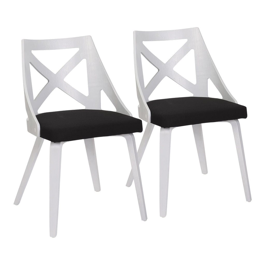 Charlotte Chair - Set of 2 - White Textured Wood, Charcoal Fabric