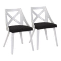 Charlotte Chair - Set of 2 - White Textured Wood, Charcoal Fabric