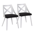 Charlotte Chair - Set of 2 - White Textured Wood, Charcoal Fabric