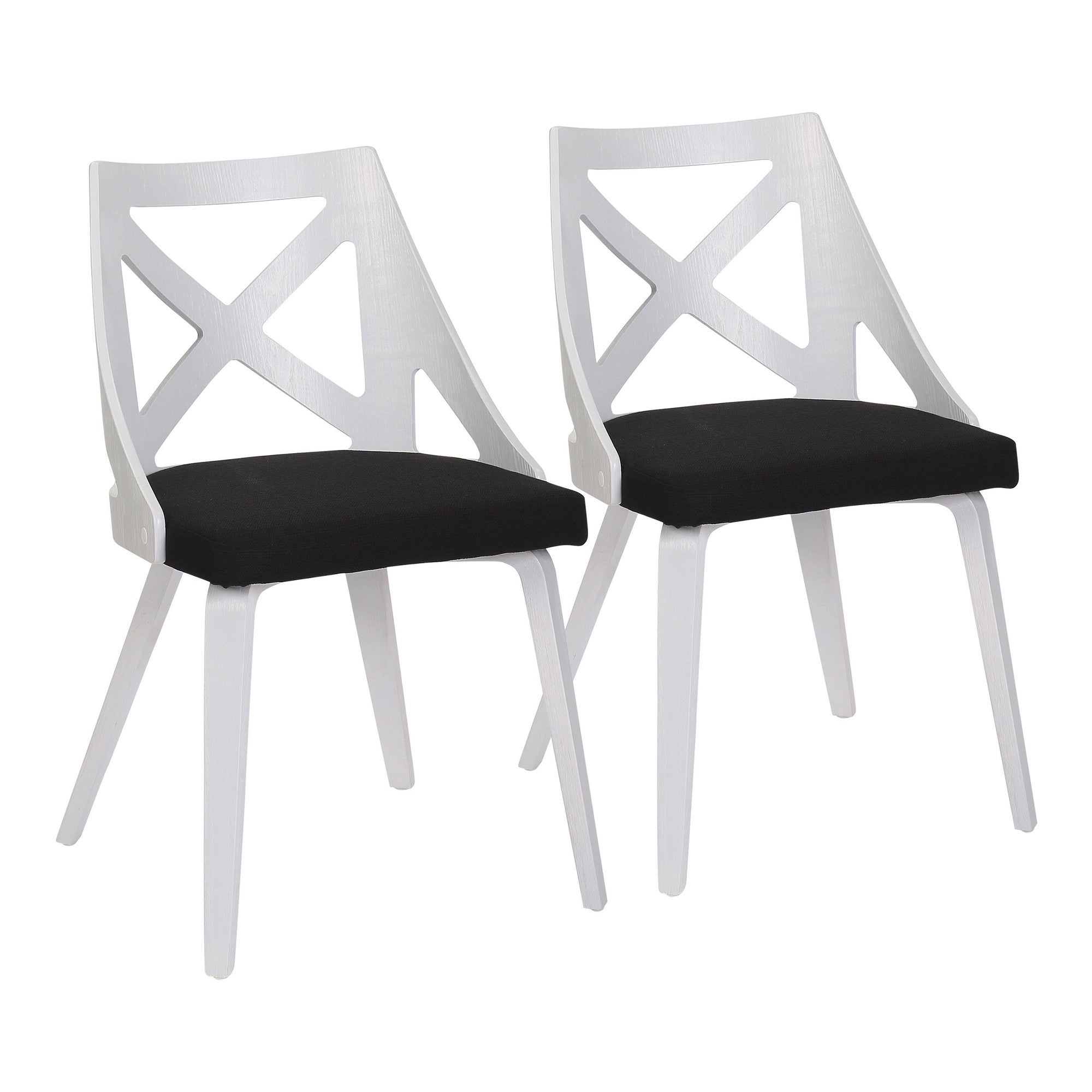 Charlotte Chair - Set of 2 - White Textured Wood, Charcoal Fabric