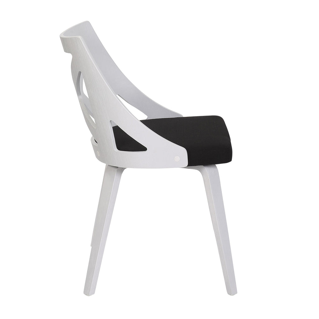 Charlotte Chair - Set of 2 - White Textured Wood, Charcoal Fabric