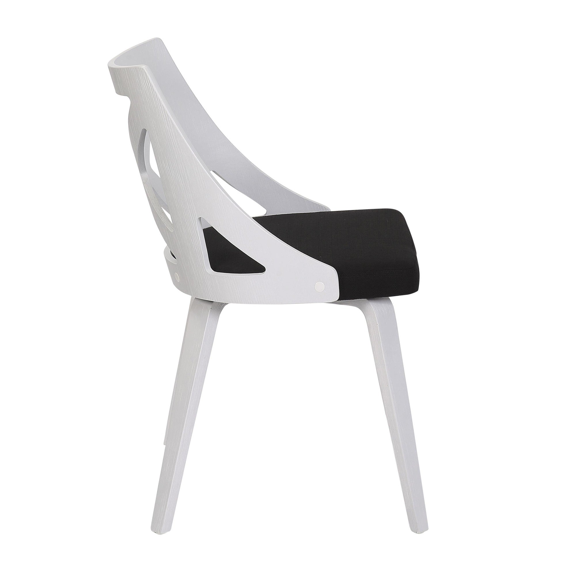 Charlotte Chair - Set of 2 - White Textured Wood, Charcoal Fabric