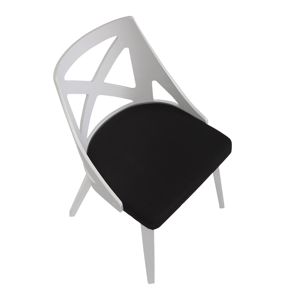 Charlotte Chair - Set of 2 - White Textured Wood, Charcoal Fabric