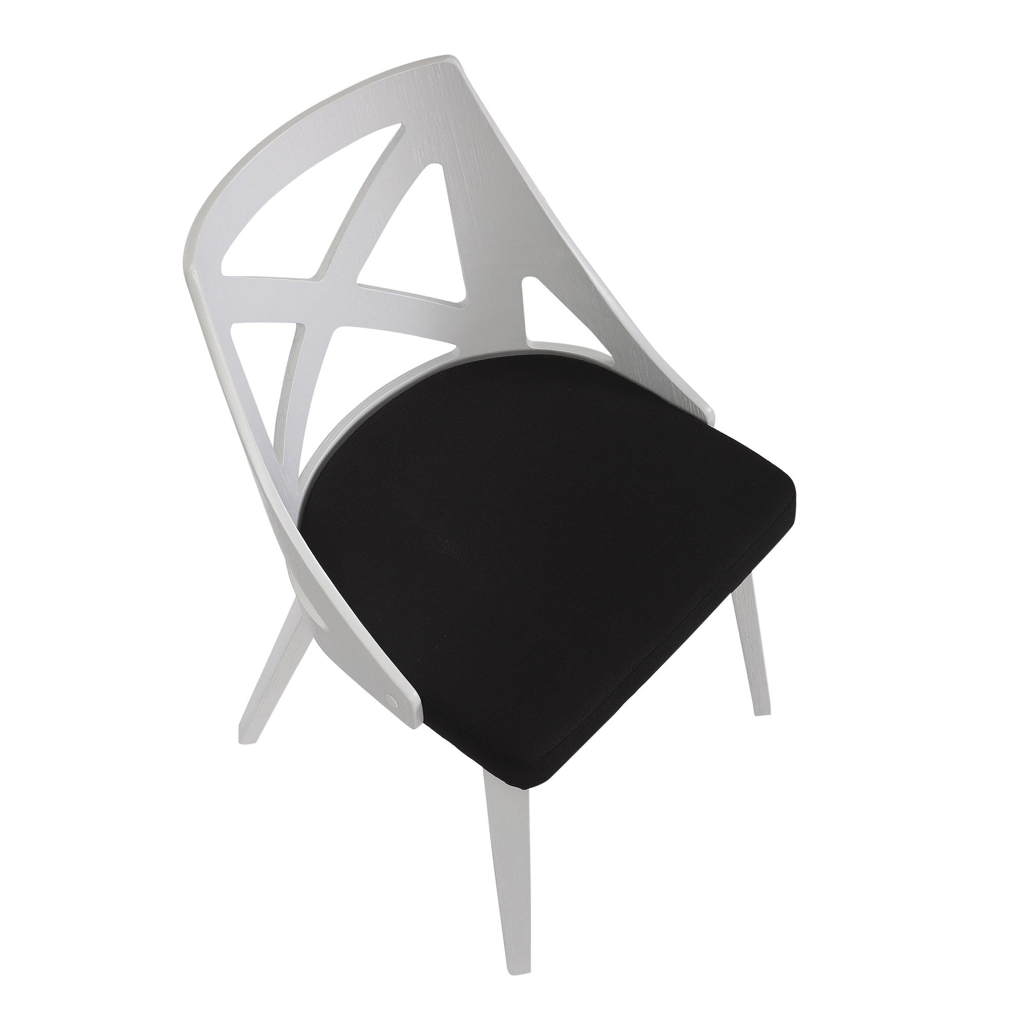 Charlotte Chair - Set of 2 - White Textured Wood, Charcoal Fabric