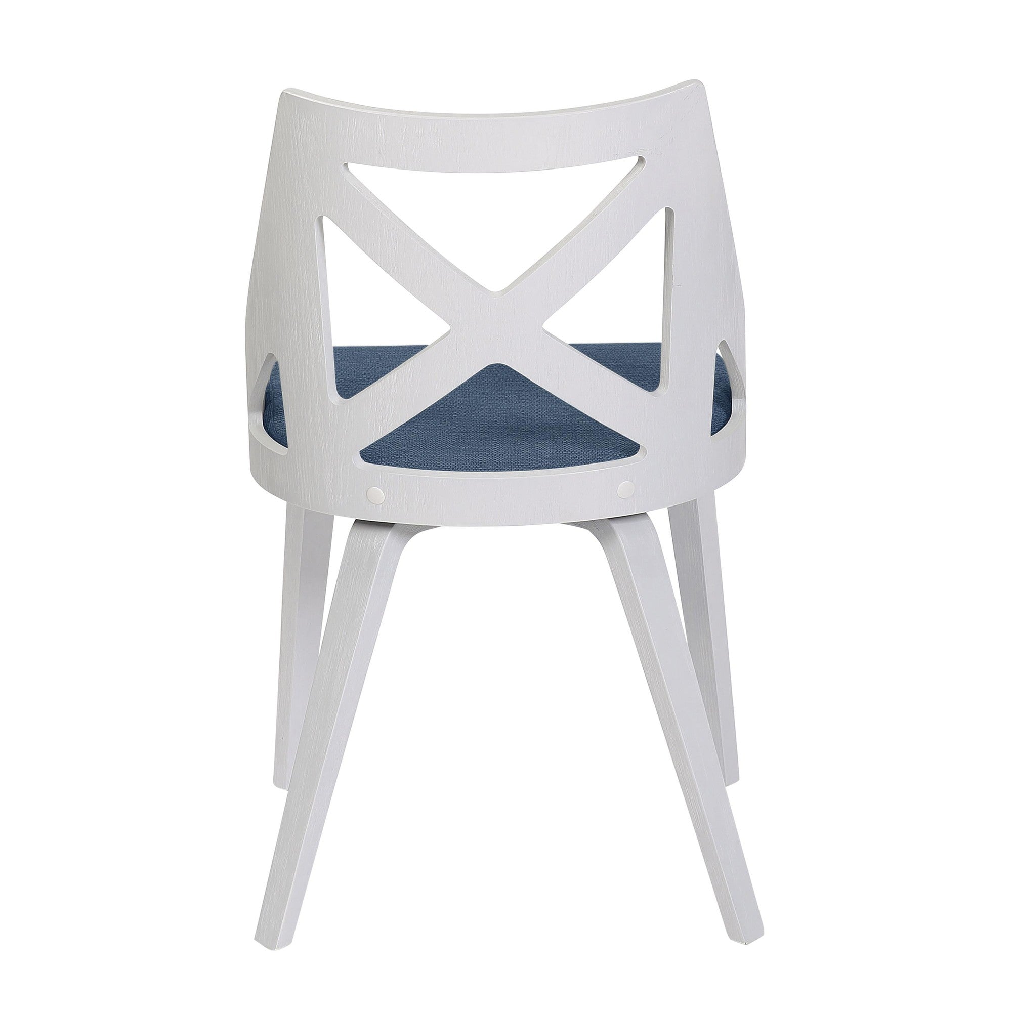 Charlotte Chair - Set of 2 - White Textured Wood, Blue Fabric