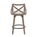 Charlotte 26" Fixed-Height Counter Stool - Set of 2 - Light Grey Wood, Cream Noise Fabric