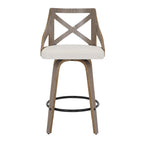 Charlotte 26" Fixed-Height Counter Stool - Set of 2 - Light Grey Wood, Cream Noise Fabric