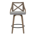 Charlotte 26" Fixed-Height Counter Stool - Set of 2 - Light Grey Wood, Grey Fabric